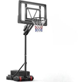 Portable Basketball Hoop Outdoor 5.5FT-9.5FT Easy Height Adjustable Stand System w/Shatterproof Backboard with Free Weighted Bag